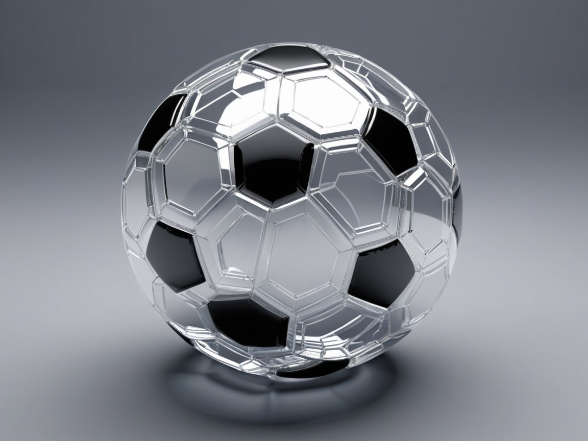 Crystal Soccer Ball with Glossy Finish and Gradient Background