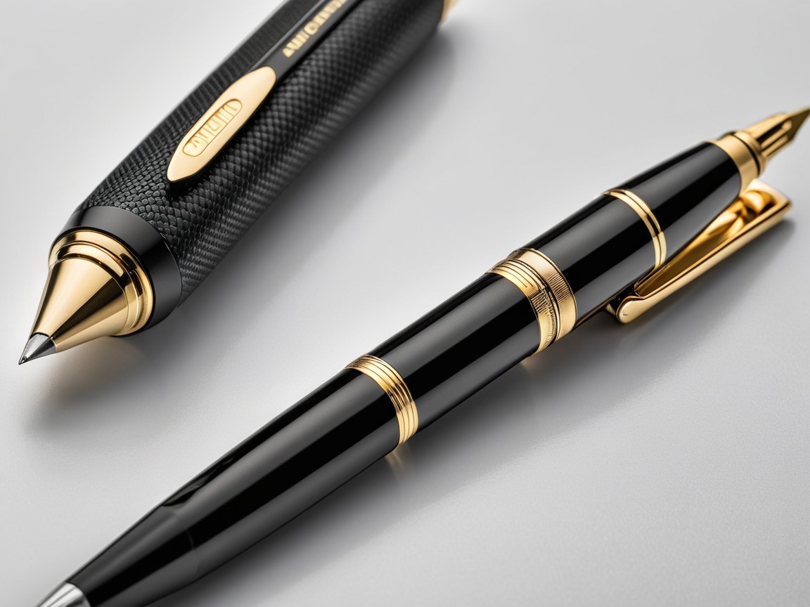 Elegant Pens with Gold Accents on Gray Surface