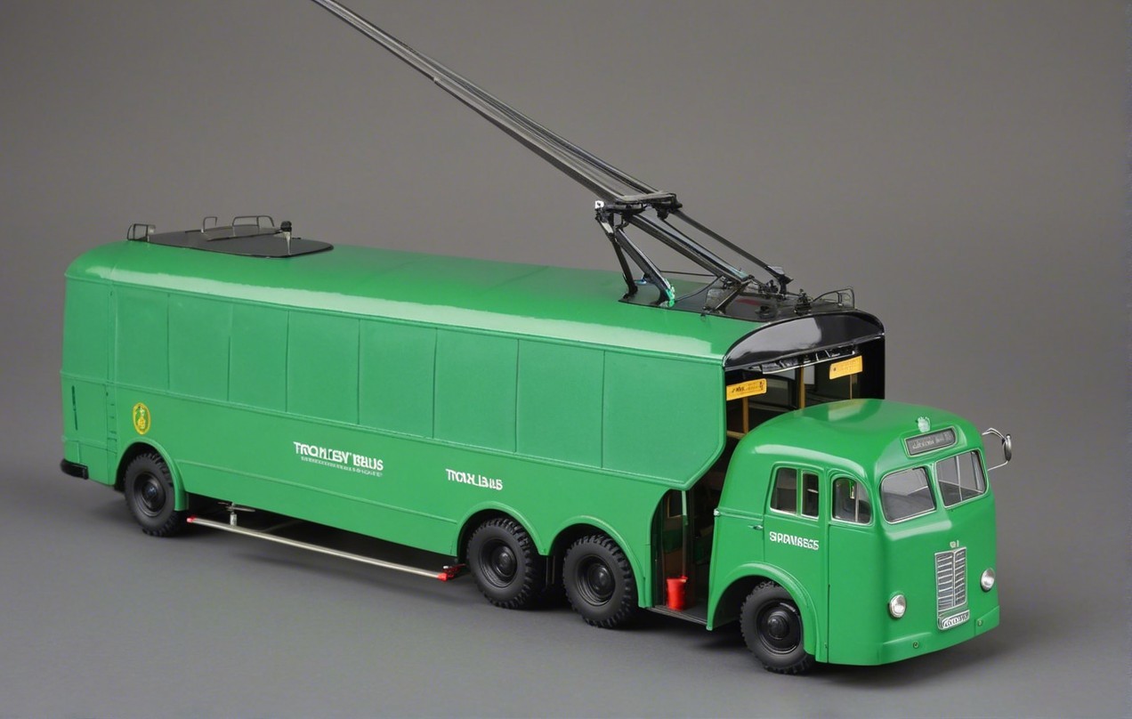 Vintage Green Trolleybus Model with Retro Design