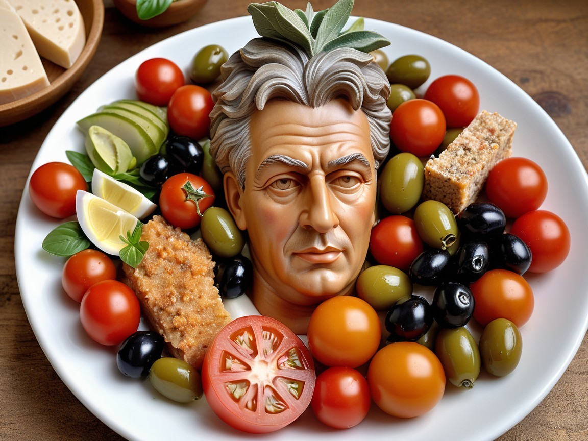Sculpted Head Platter with Vegetables and Cheese
