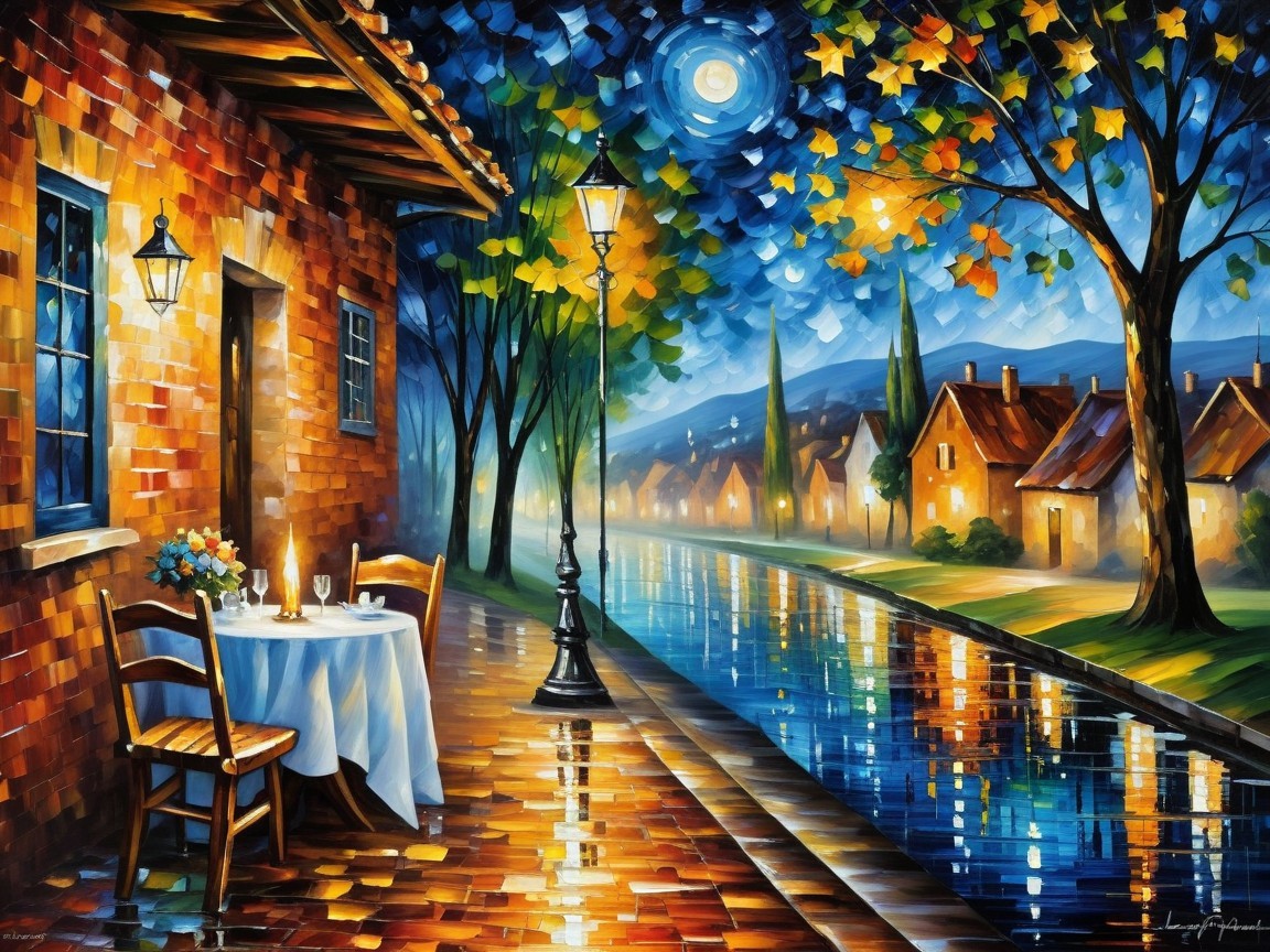 Cozy Outdoor Table Surrounded by Autumn Leaves