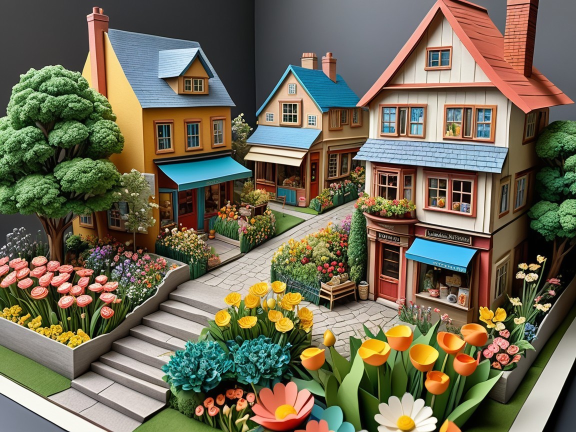 Intricate Miniature Village with Colorful Architecture