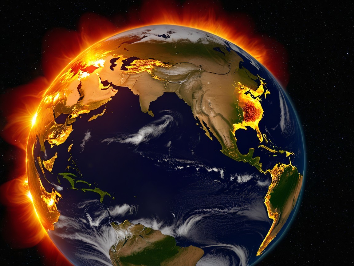 High-Angle Digital Render of Earth from Space