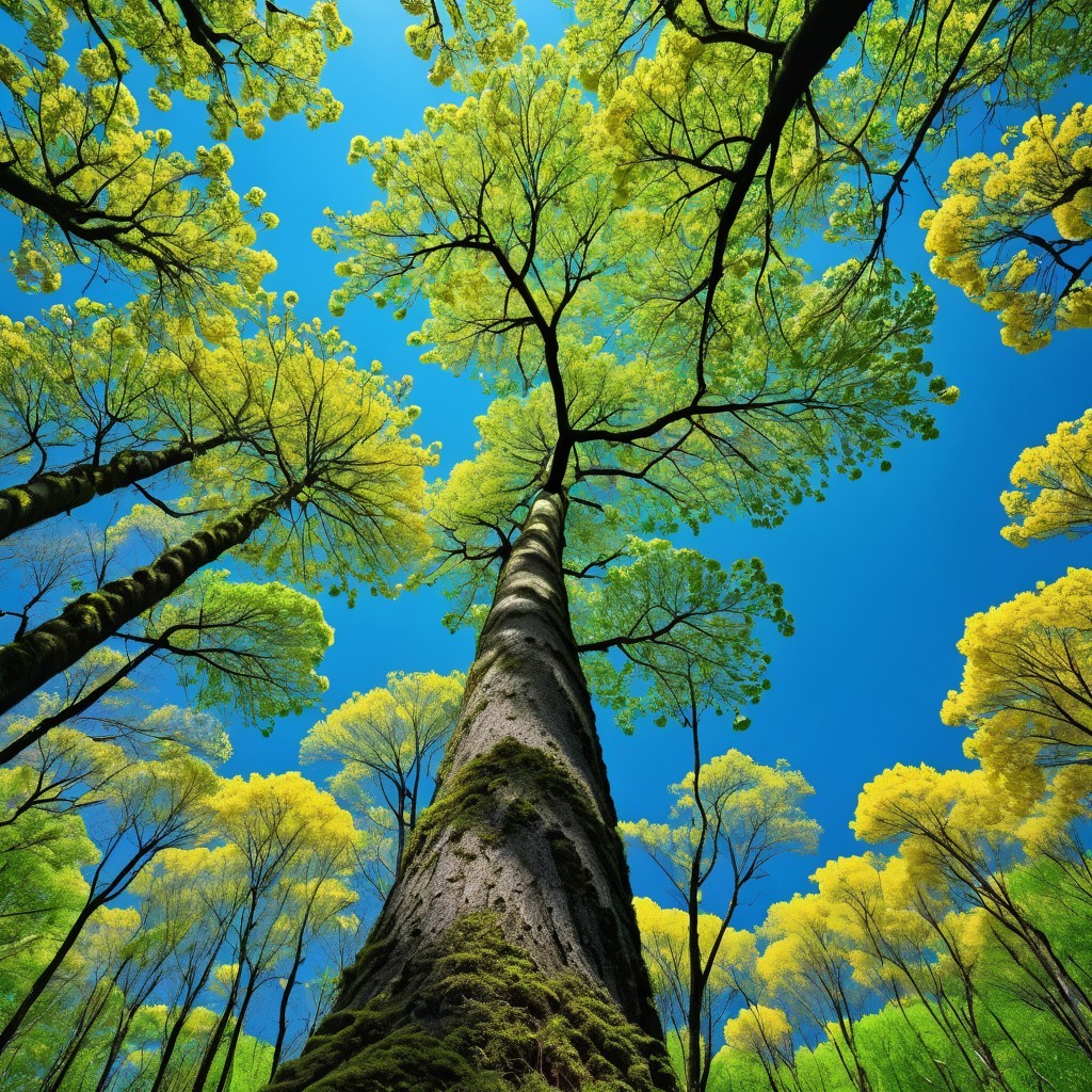 Majestic Tall Trees with Vibrant Green Foliage