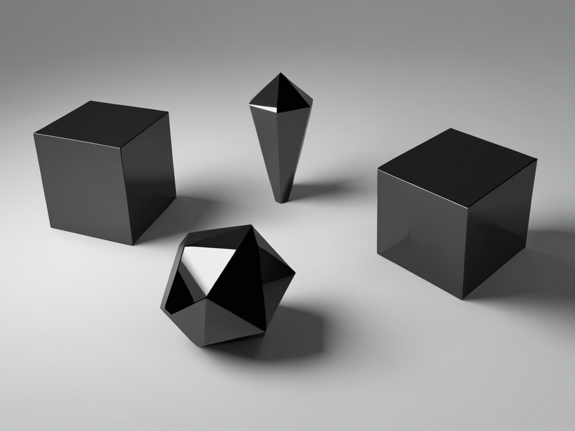 Geometric Shapes on Smooth Gray Surface with Shadows