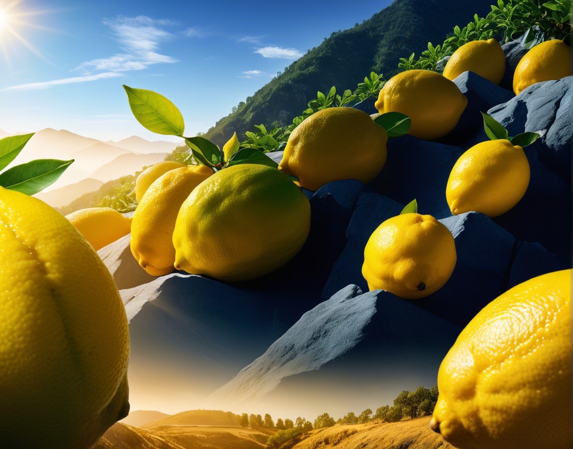 Vibrant Landscape of Lemons and Rocky Terrain