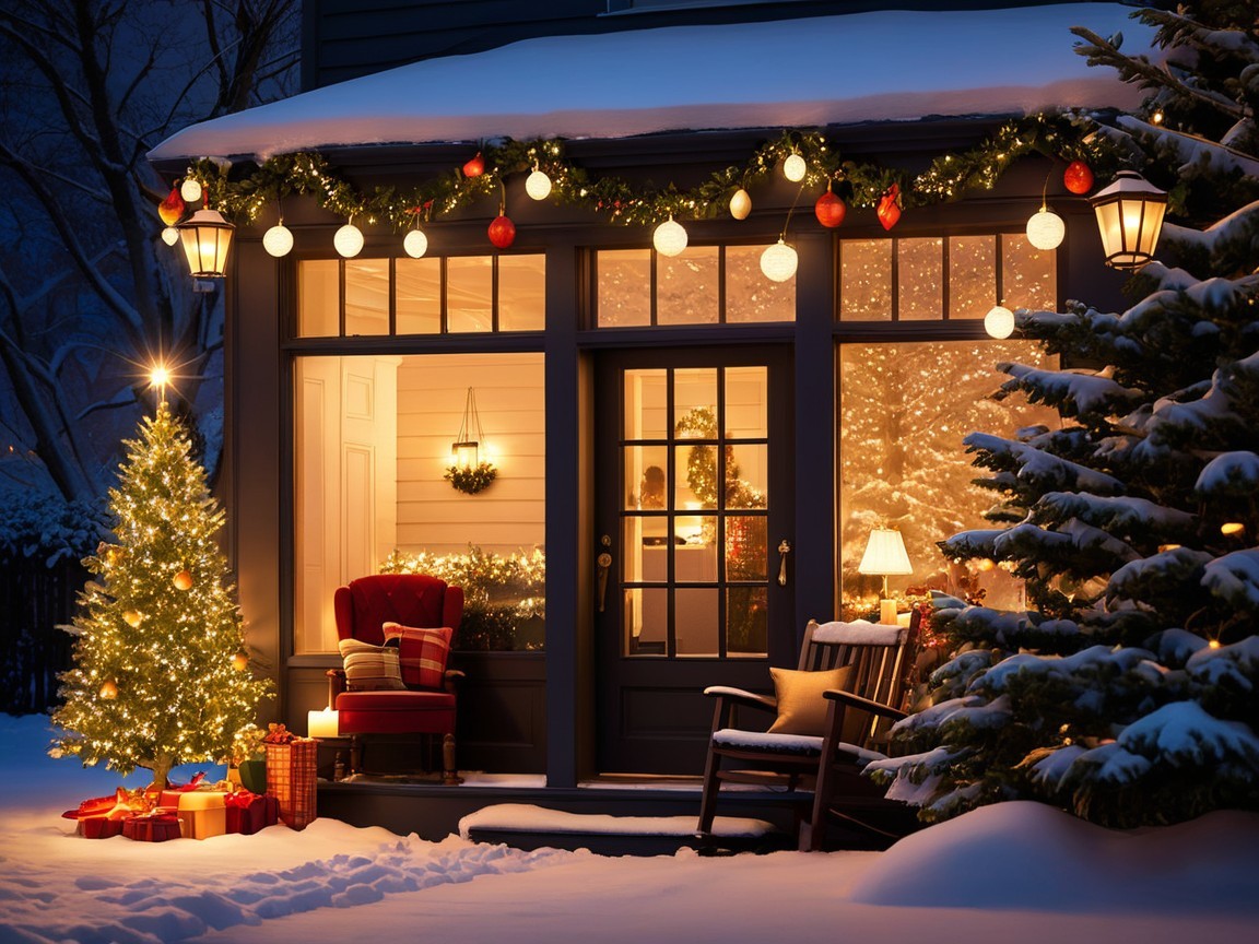 Cozy Modern Home Decorated for Christmas in Snow