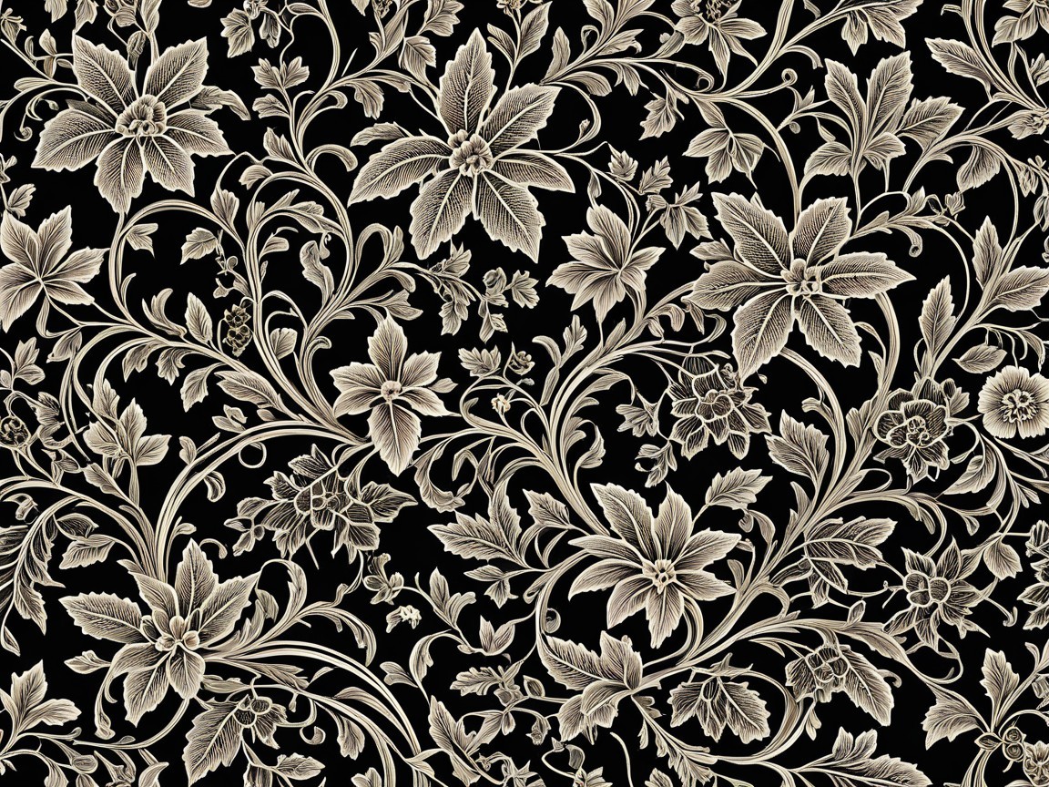 Intricate Floral Pattern on Black Background