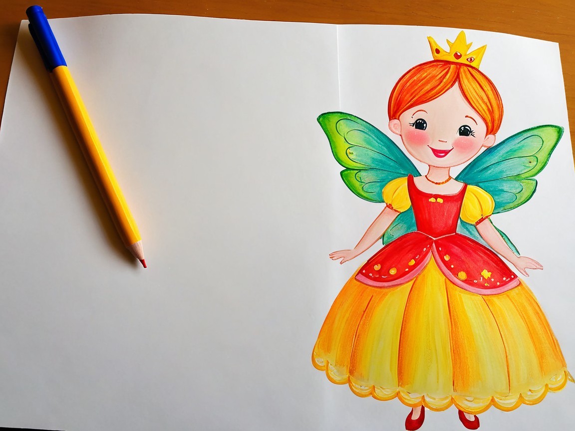 Illustration of a fairy girl with red hair and wings