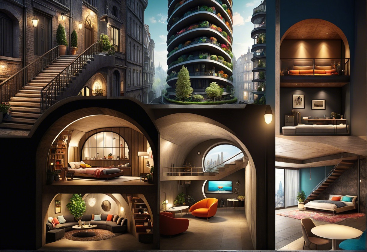 Modern Vertical Garden Tower with Cozy Underground Spaces