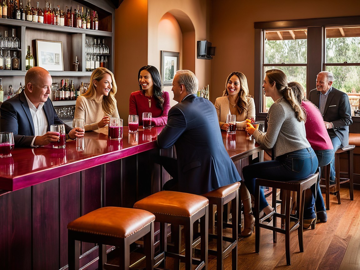 Lively Bar Scene with Well-Dressed Socializing Group