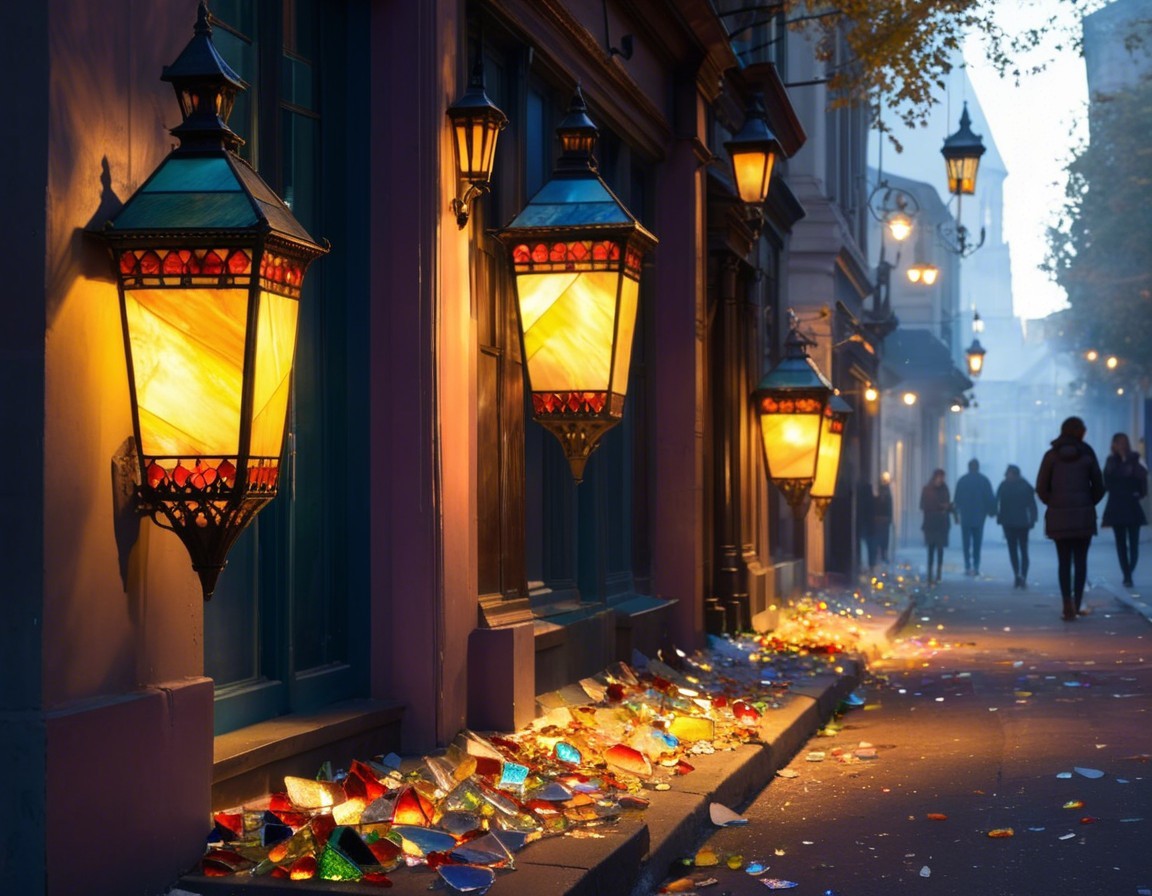 Charming Street Scene with Lanterns and Stained Glass