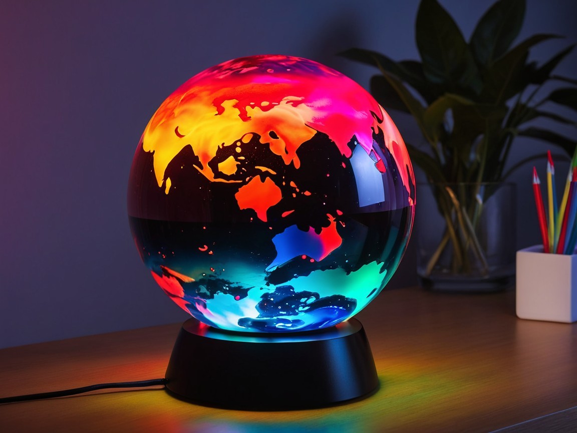 Vibrant Globe Lamp with Abstract Earth Design