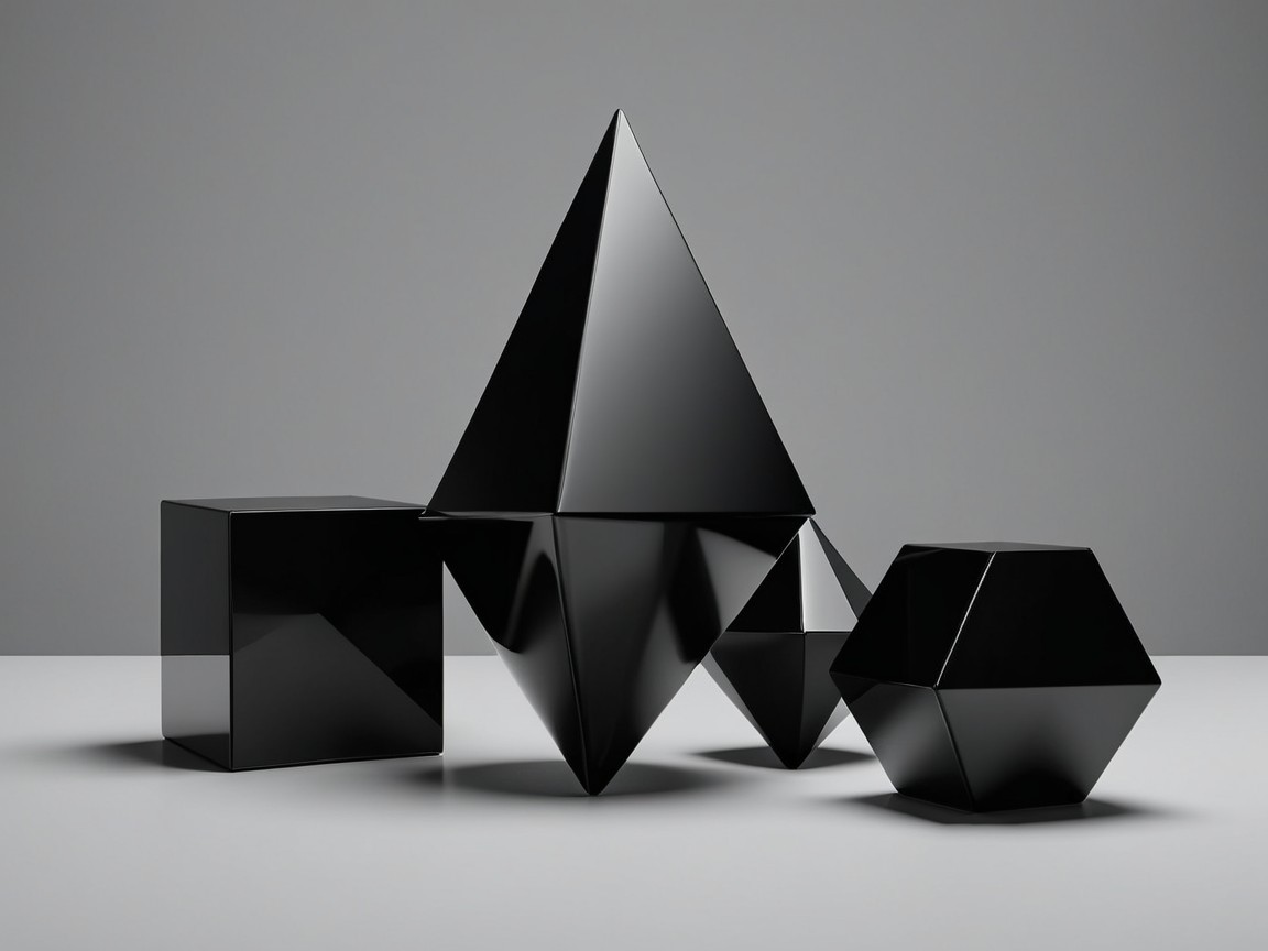 Minimalist Geometric Shapes on Gray Background