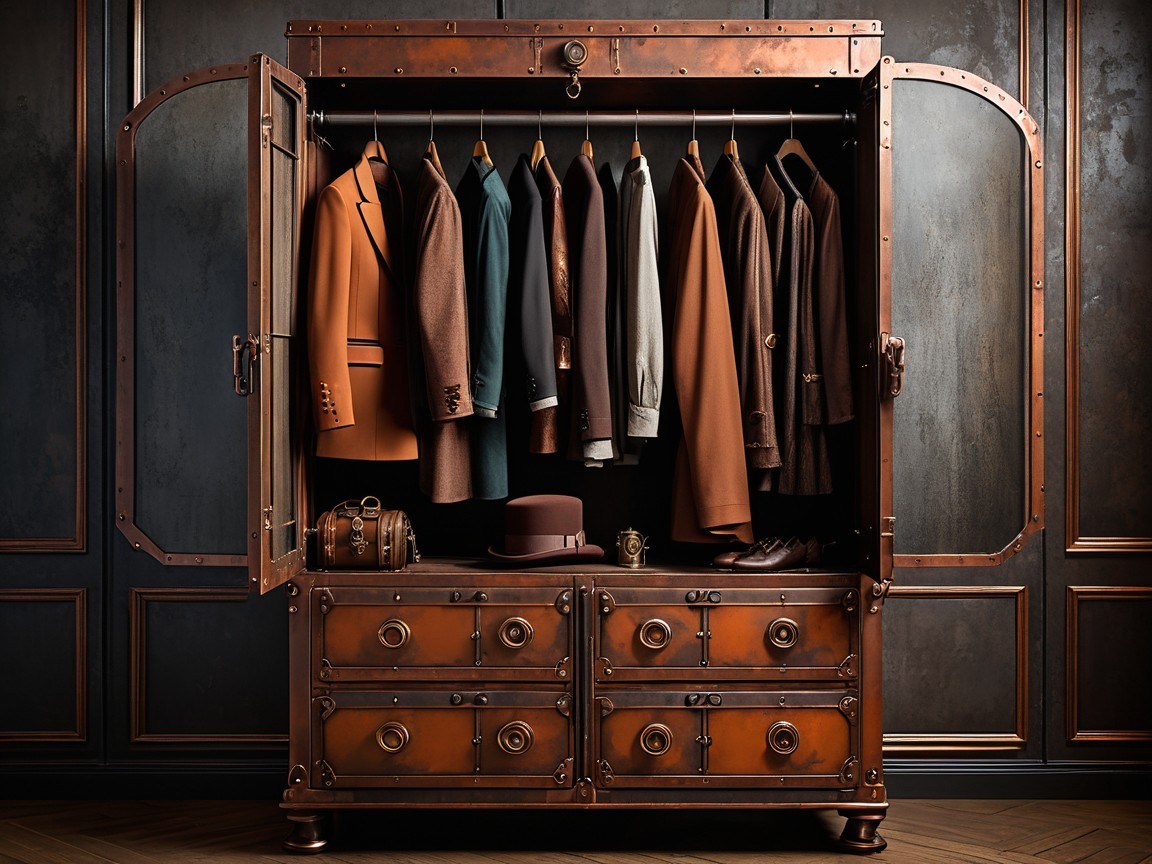 Vintage Wardrobe with Suits and Accessories Displayed