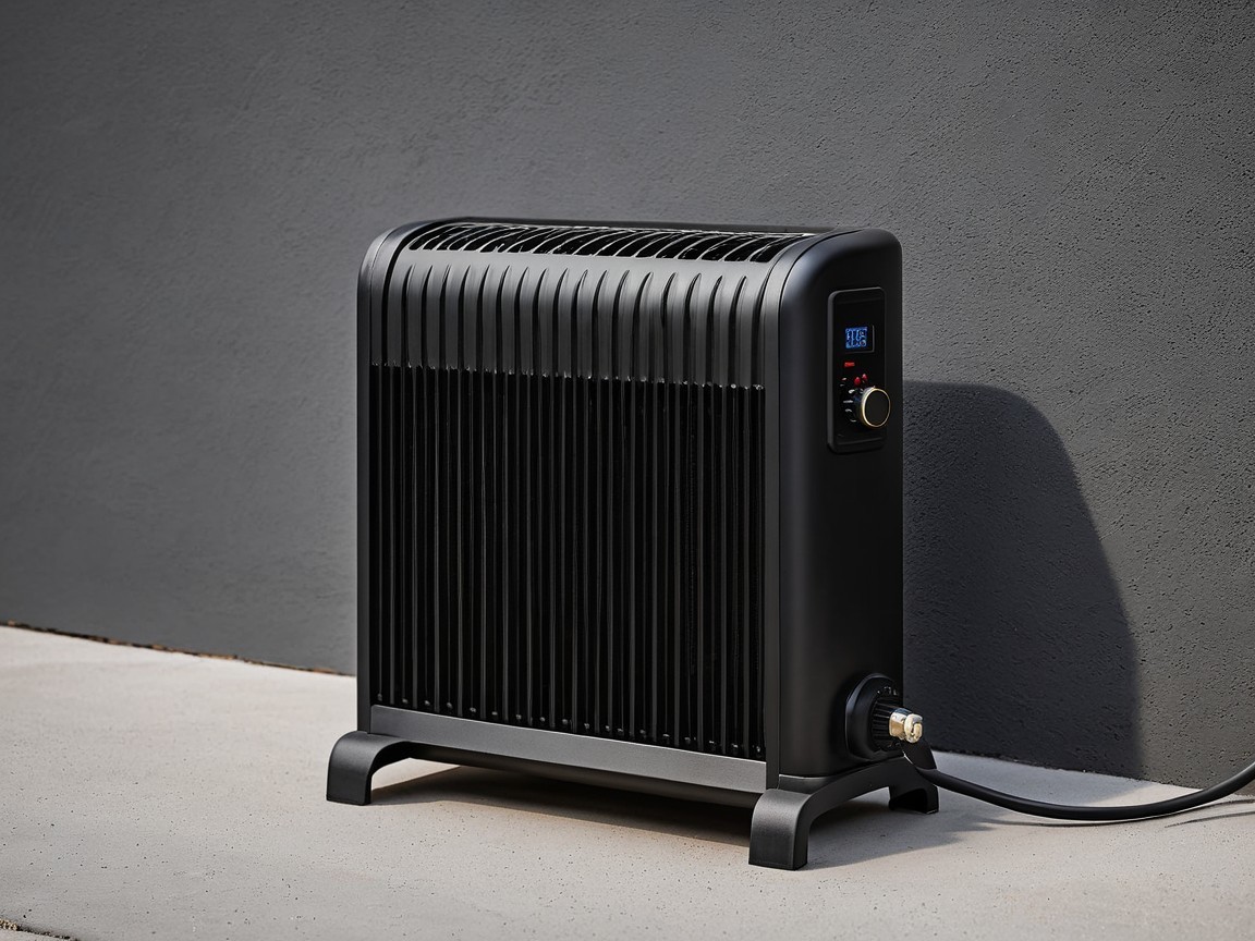 Modern Black Radiator Heater with Digital Control Panel