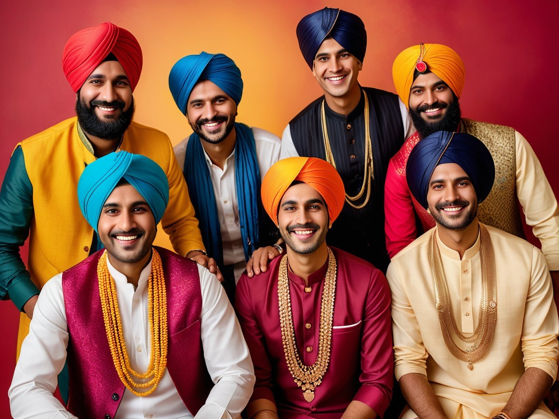 Group of Men in Colorful Traditional Attire