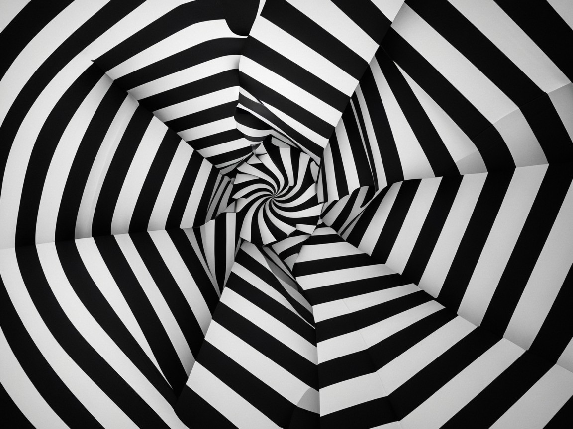 Black and White Spiral Pattern with Depth Illusion