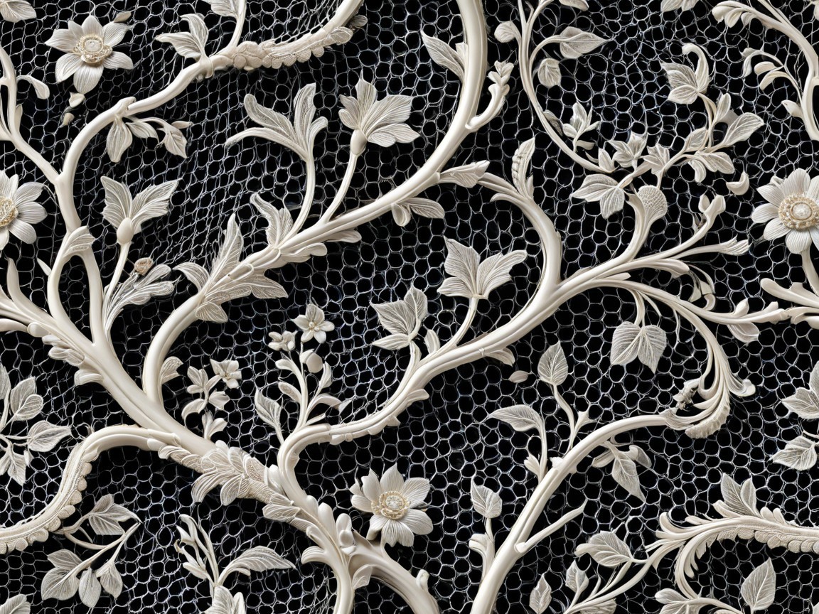 Intricate Floral Motifs with Delicate Netting Design