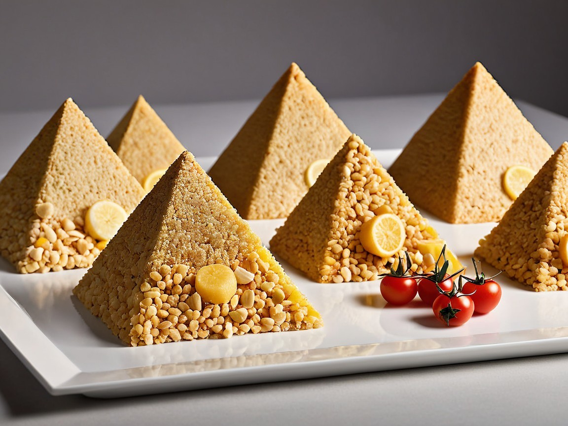 Pyramid-Shaped Treats with Pine Nuts and Lemon Slice