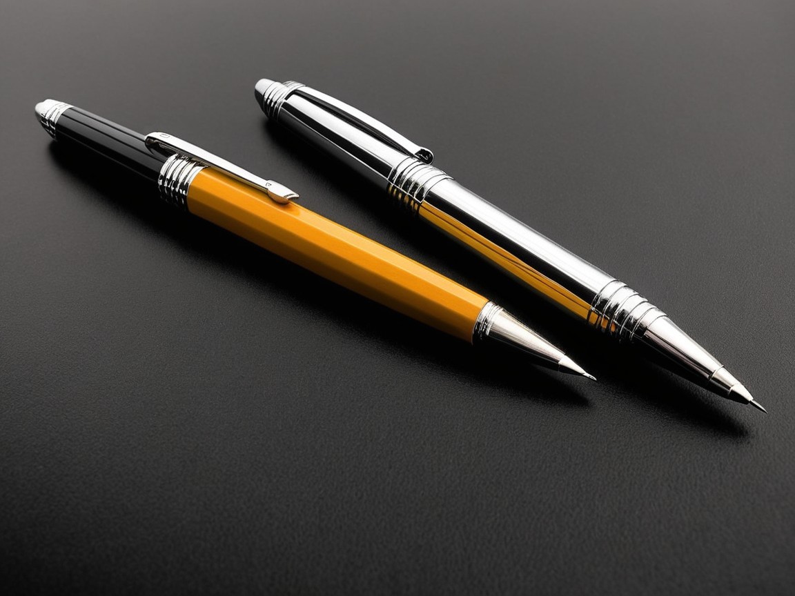 Elegant Pens on Black Surface with Distinct Designs