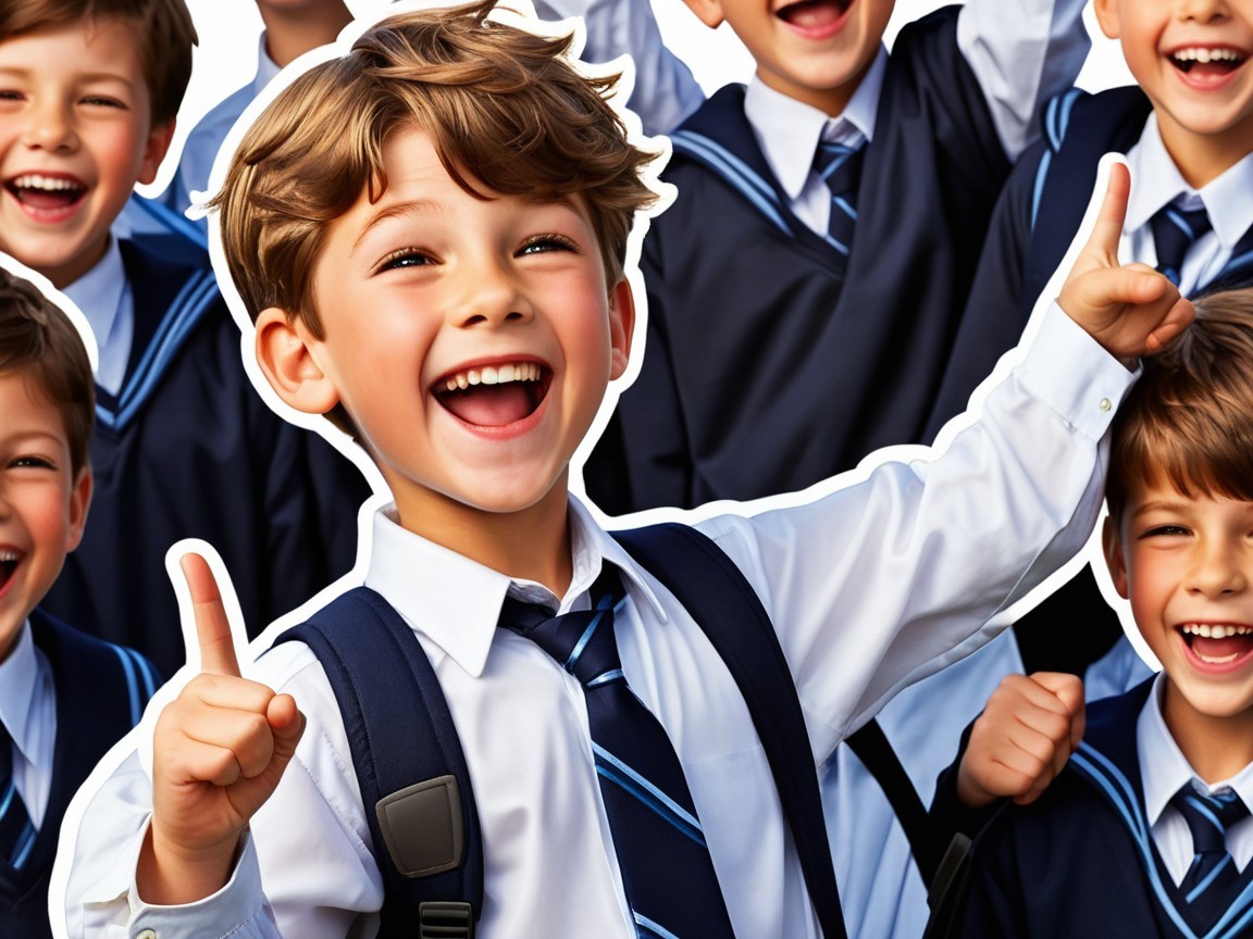 Close-up of Joyful Boys in School Uniforms