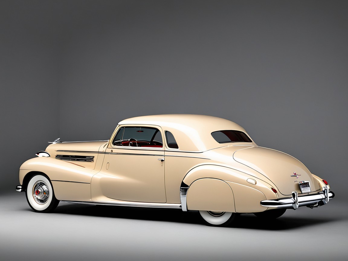 Elegant Vintage Car with Beige Exterior and Chrome Accents