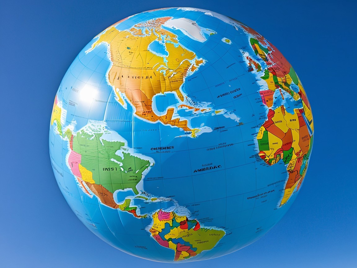 Colorful Globe with Detailed Continents and Oceans