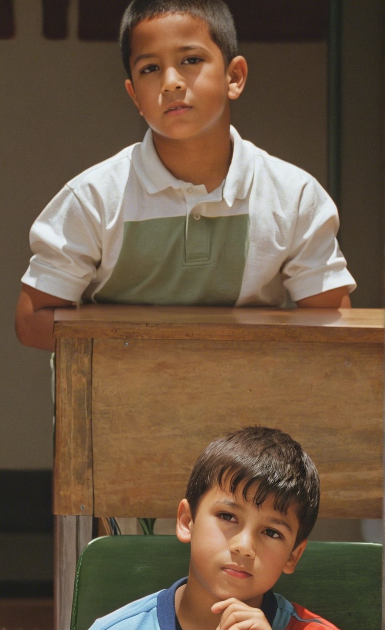 Boys in Classroom with Thoughtful Expressions