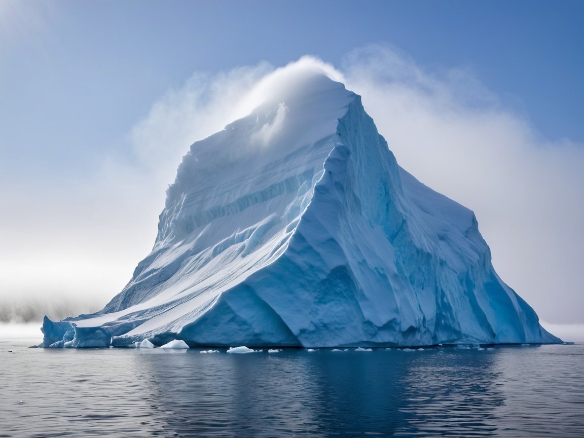 Majestic Iceberg Against Serene Ocean and Sky