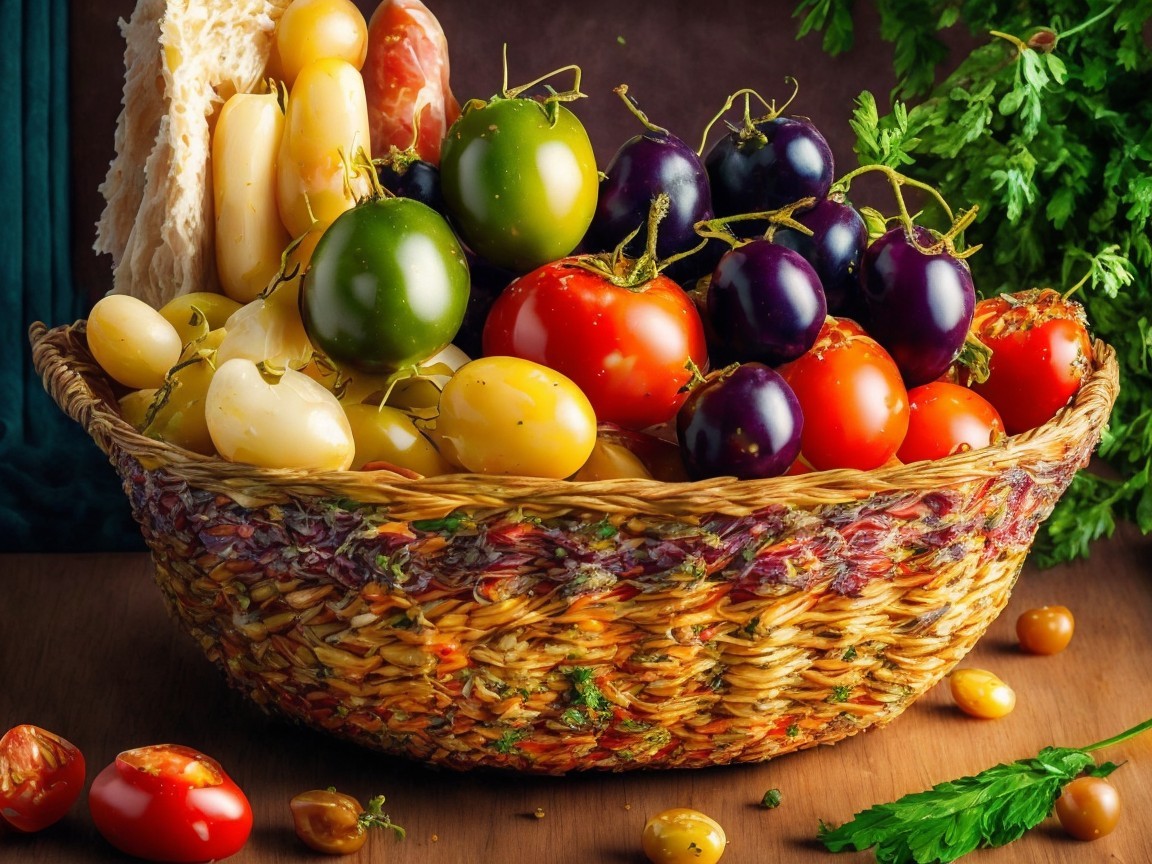 Vibrant Basket Filled with Colorful Fresh Vegetables
