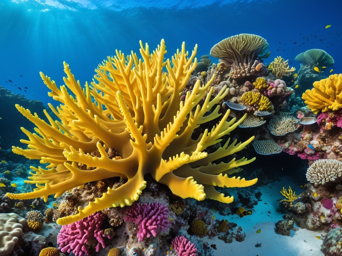 Vibrant Underwater Coral Reef Ecosystem with Marine Life
