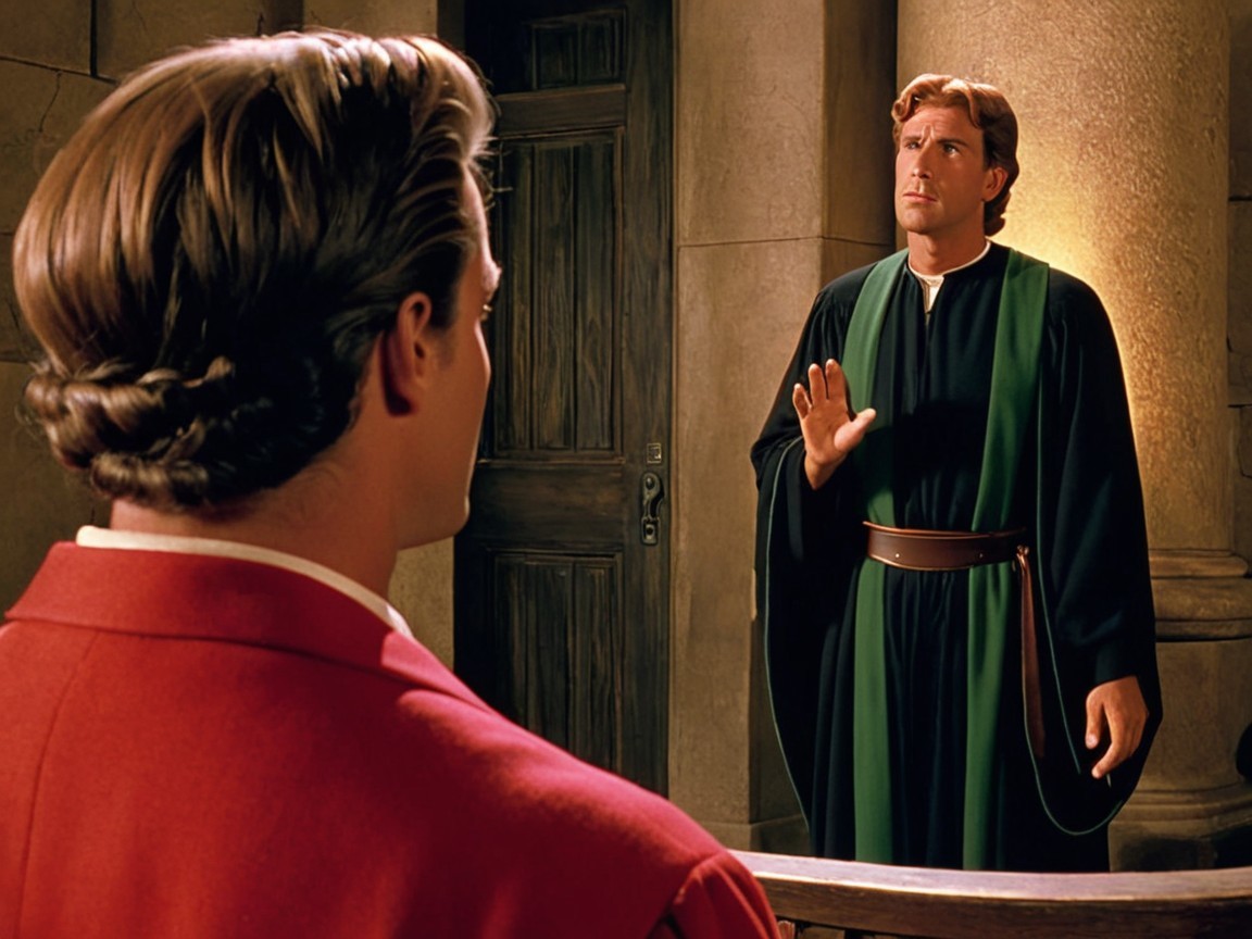 Dramatic Scene of Two Men in Historical Setting