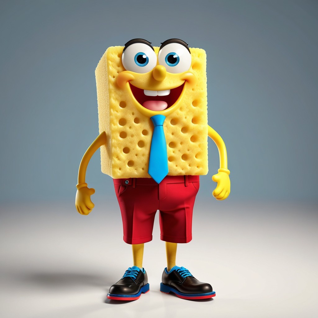 Cheerful Animated Square Sponge Character Description