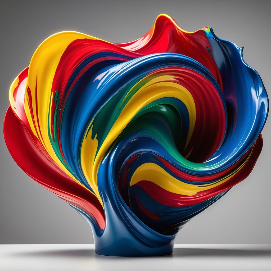 Vibrant Abstract Sculpture with Swirling Patterns
