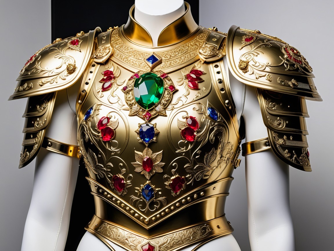 Ornate golden armor with floral engravings and gems