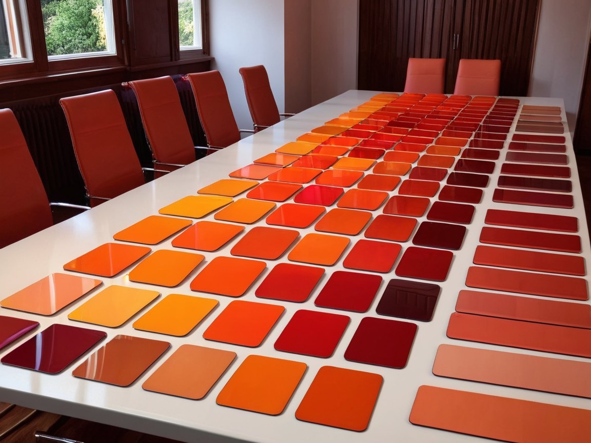 Modern Conference Table with Color Swatches Display