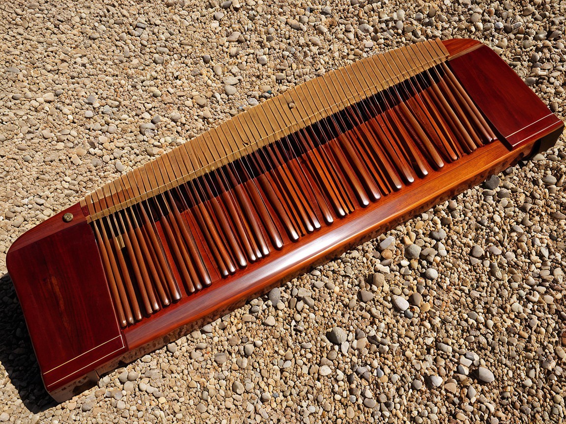 Kalimba on Gravel with Polished Wood and Metal Tines