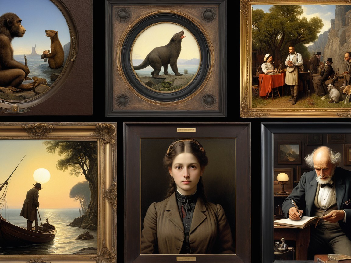 Grid of Diverse Paintings with Unique Subjects