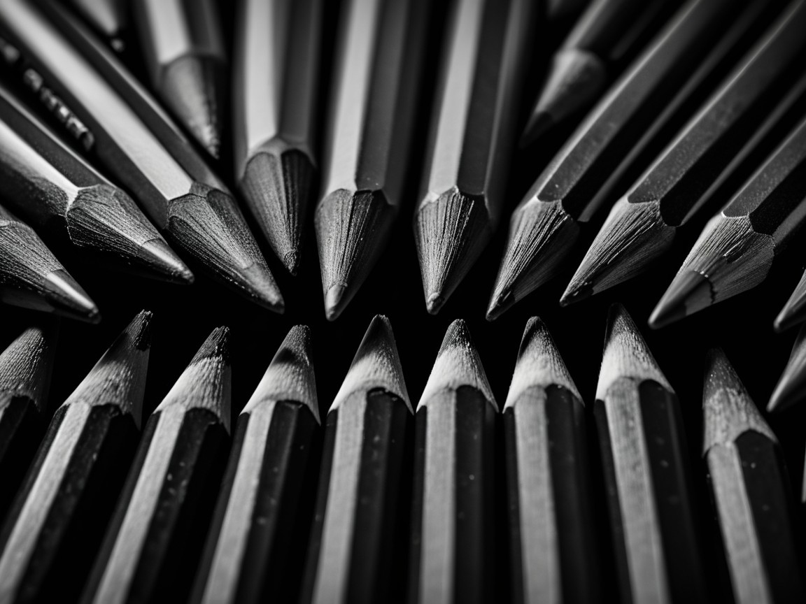 Close-Up of Sharpened Black Pencils in Circular Pattern