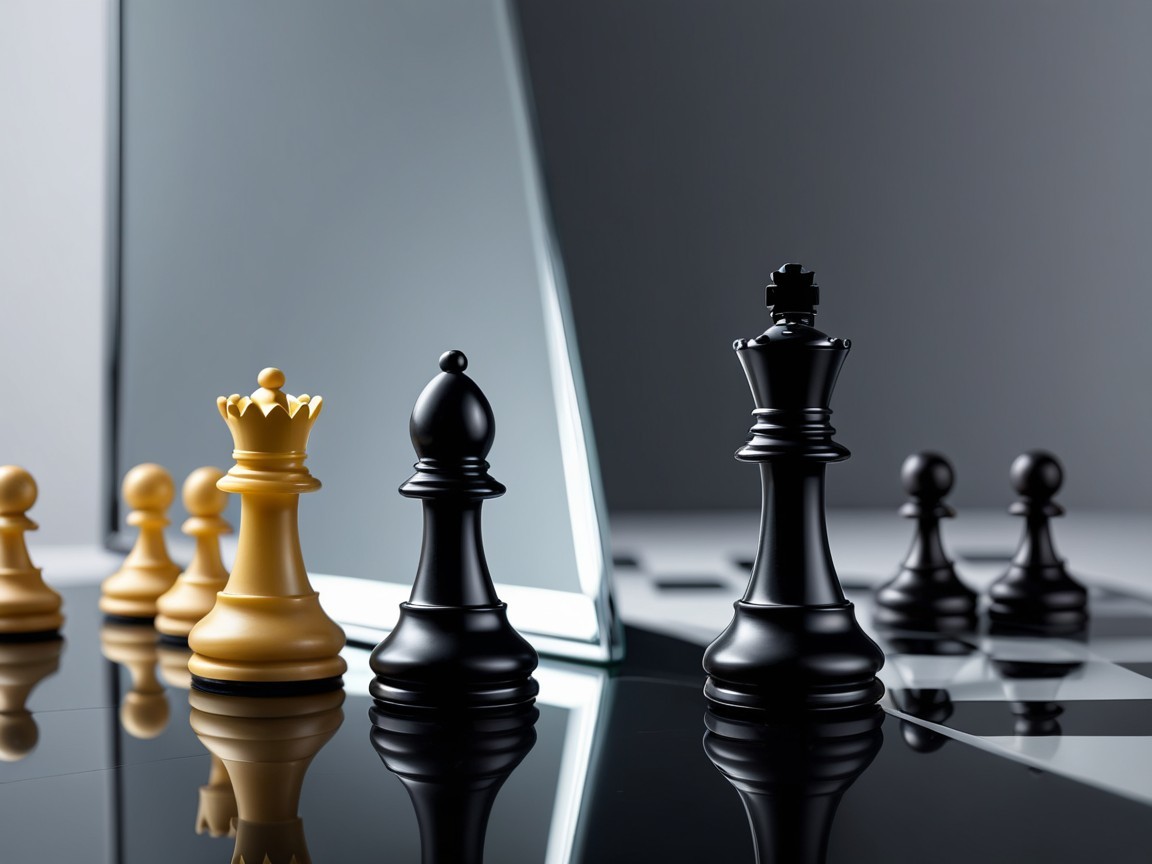 Close-up of a chessboard with elegant pieces and lighting