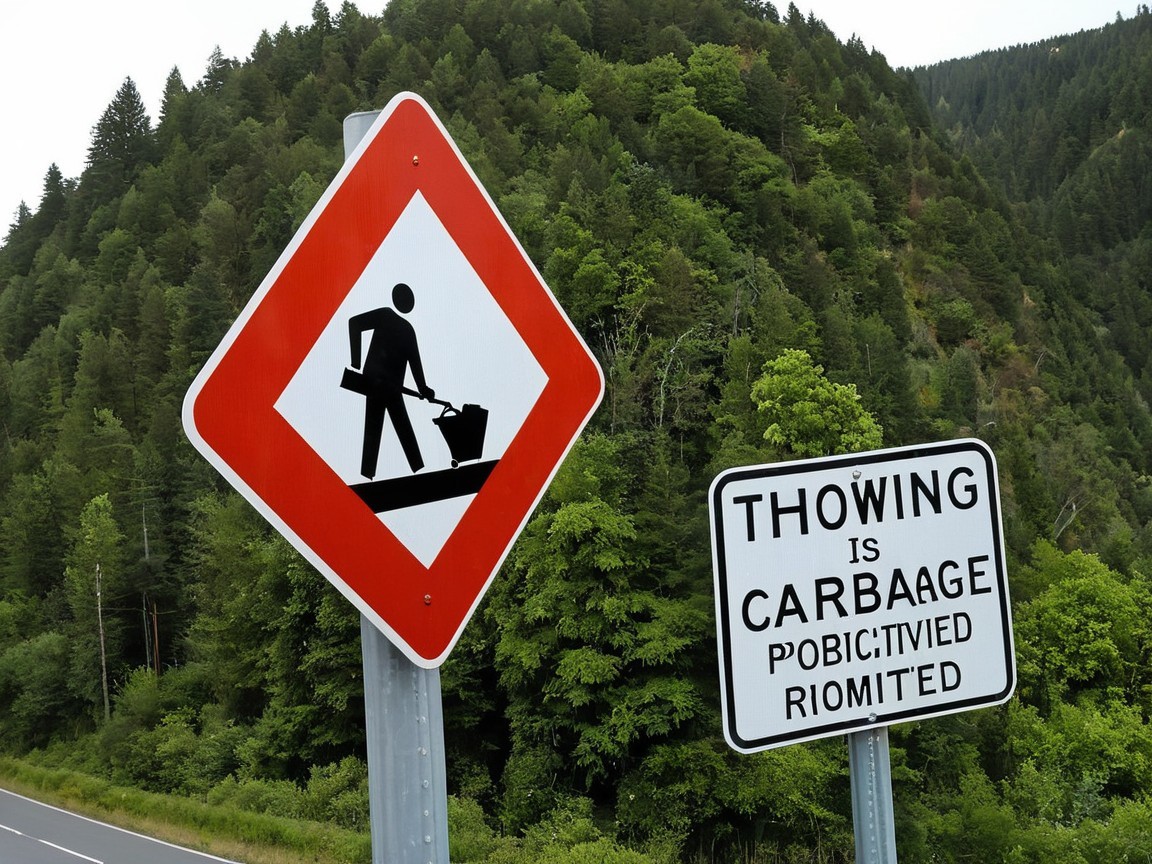 Road Signs Indicating Construction and Humorous Text