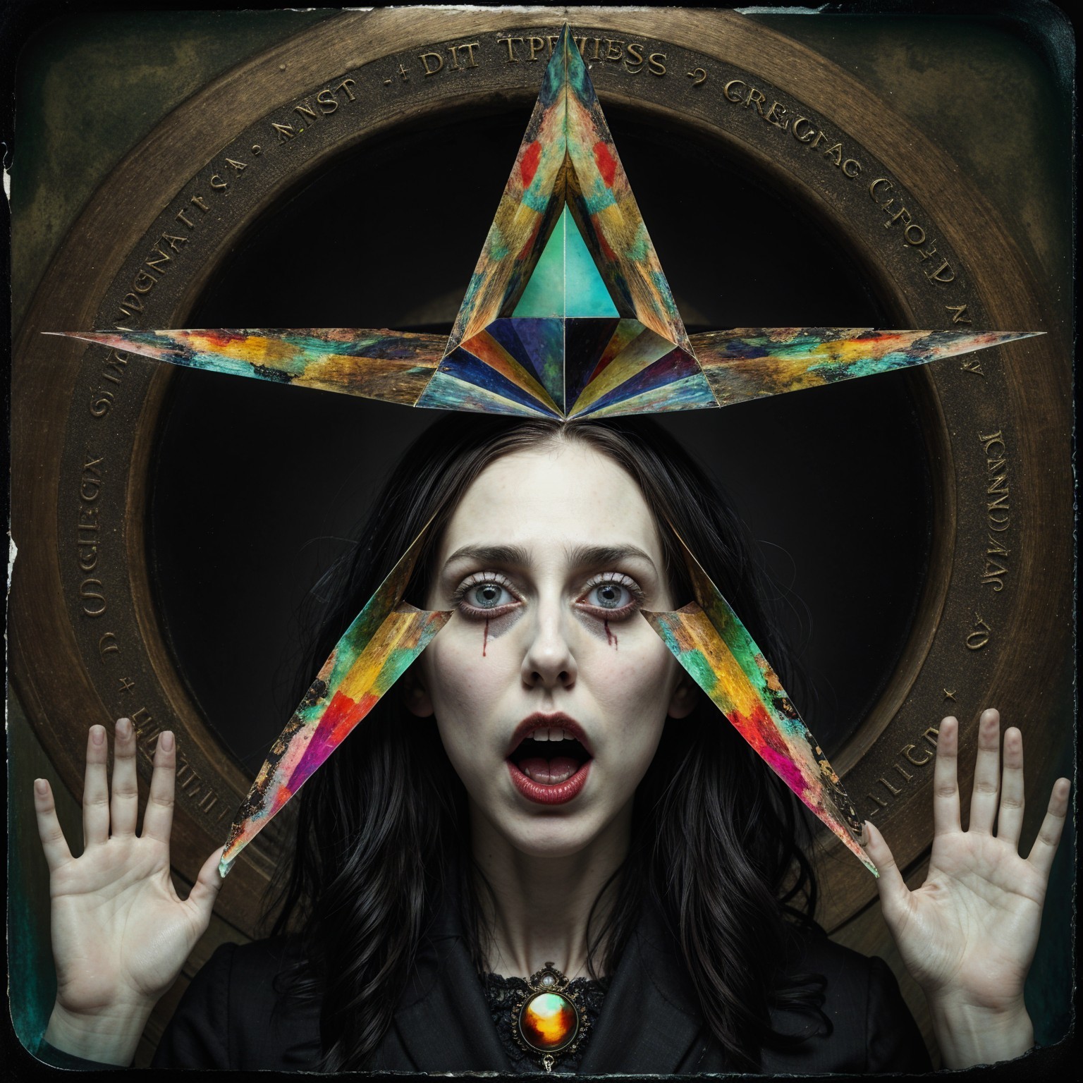 Woman with Dark Hair and Dramatic Makeup Design