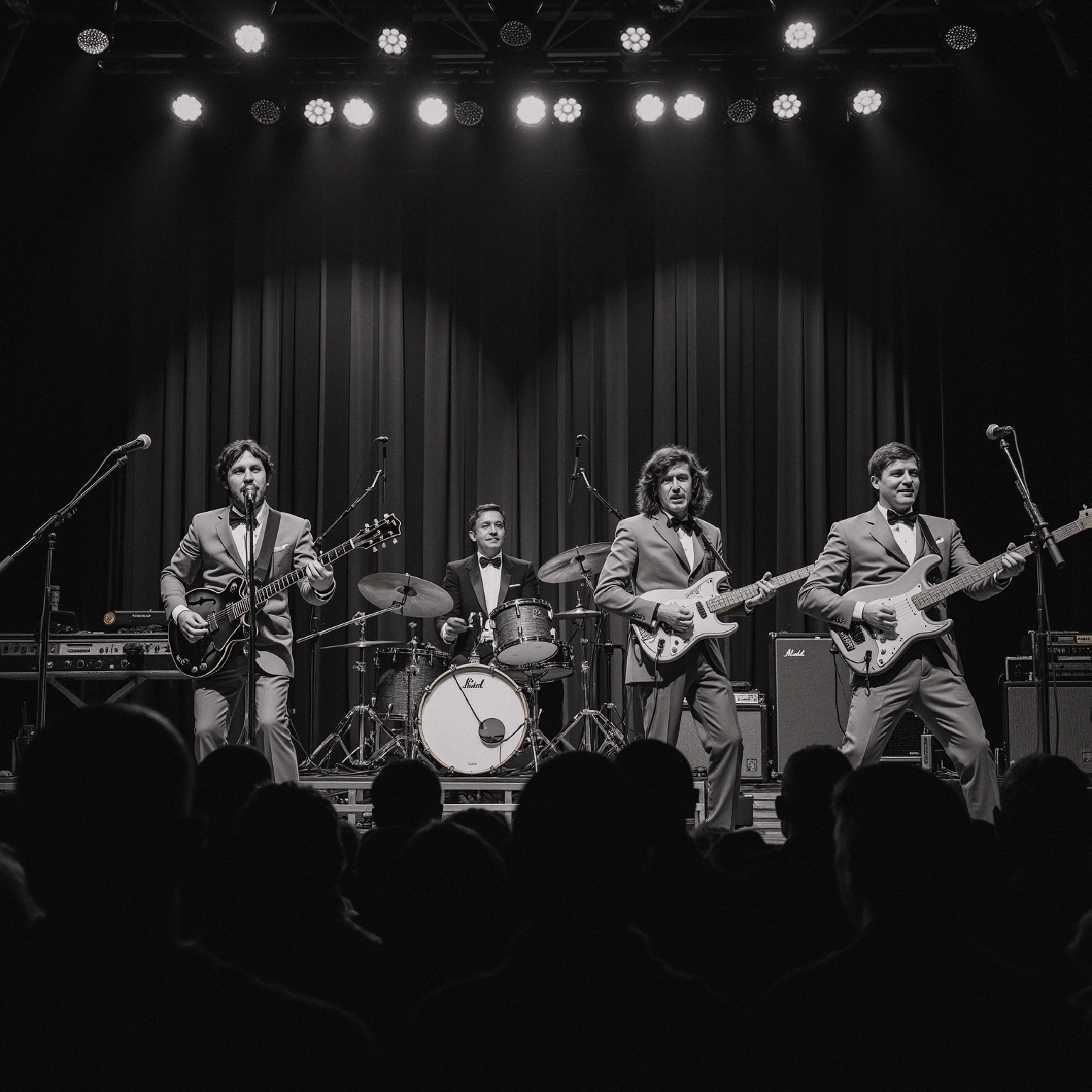 Dynamic Band Performance with Engaged Audience and Lighting
