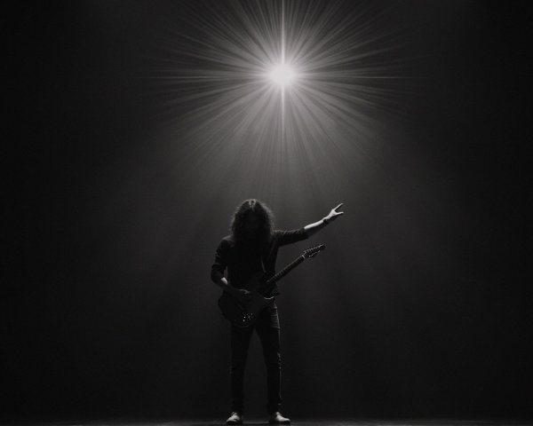 Silhouetted Musician on Stage with Dramatic Lighting