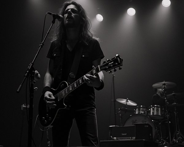 Rock Musician Performing Live with Dramatic Lighting