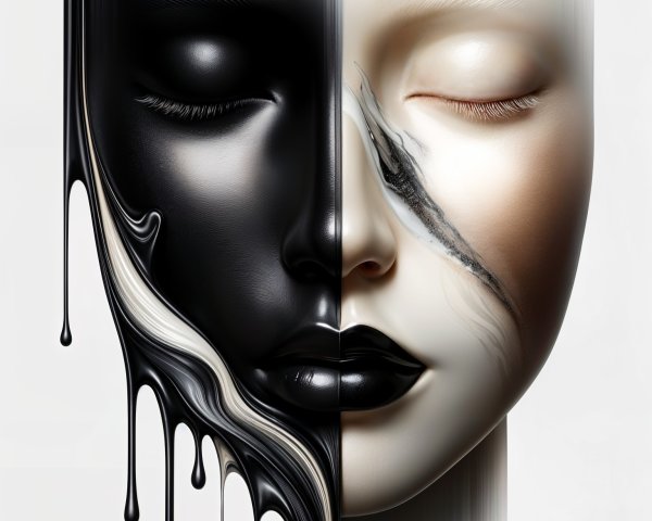 Dual Faces in Black and White with Melting Contrast