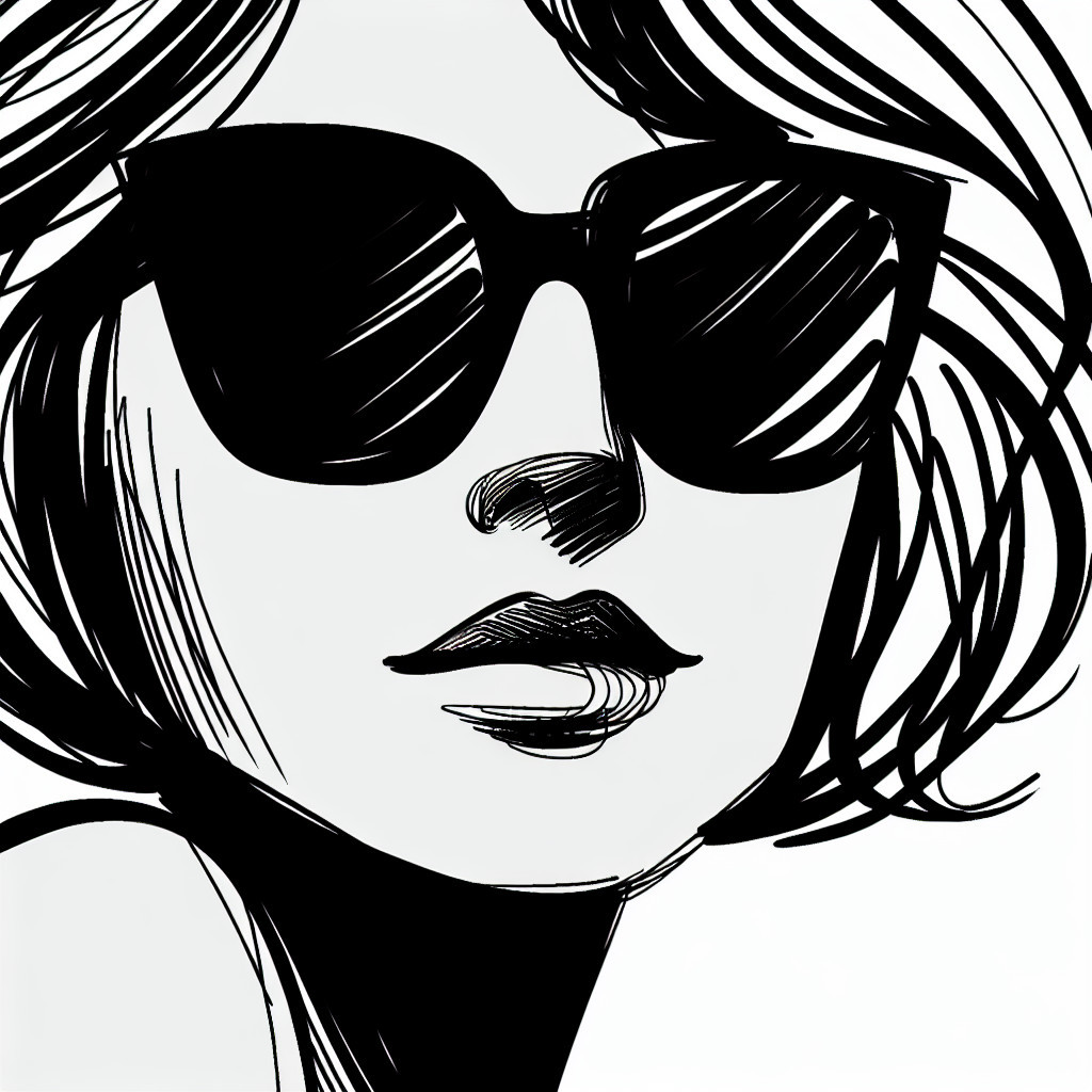 Stylish Woman Illustration with Bold Lines and Contrast