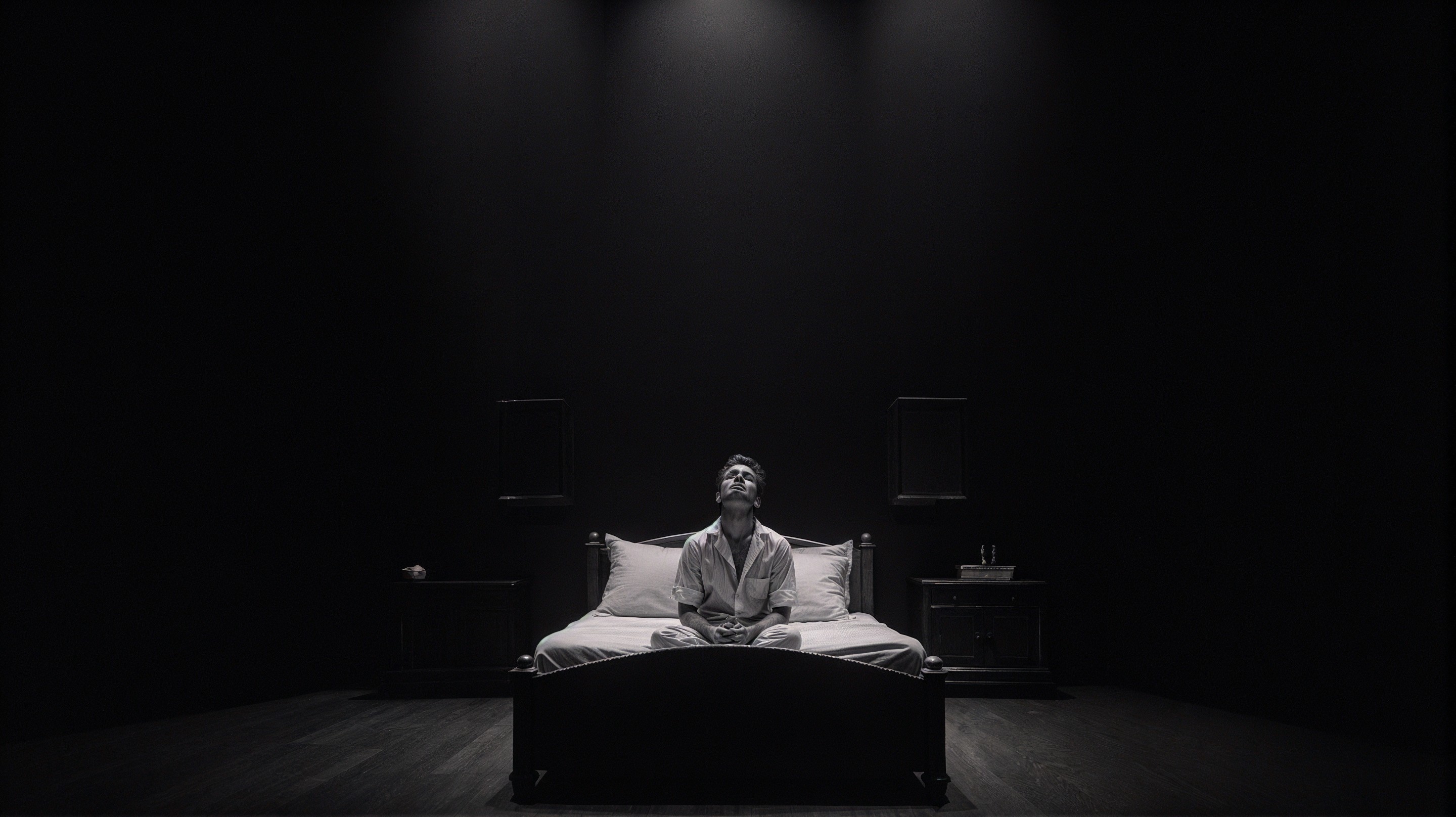 Contemplative Figure in a Dimly Lit Room