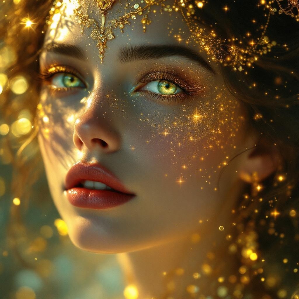 Close-up Portrait of a Young Woman with Green Eyes